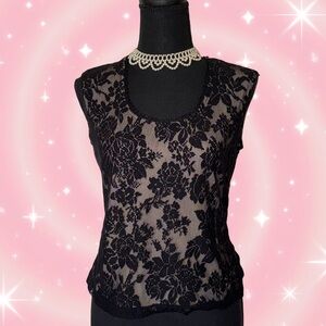 Y2K Educe Lace Overlay Top Size Medium